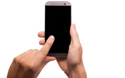 Finger touching a smart phone